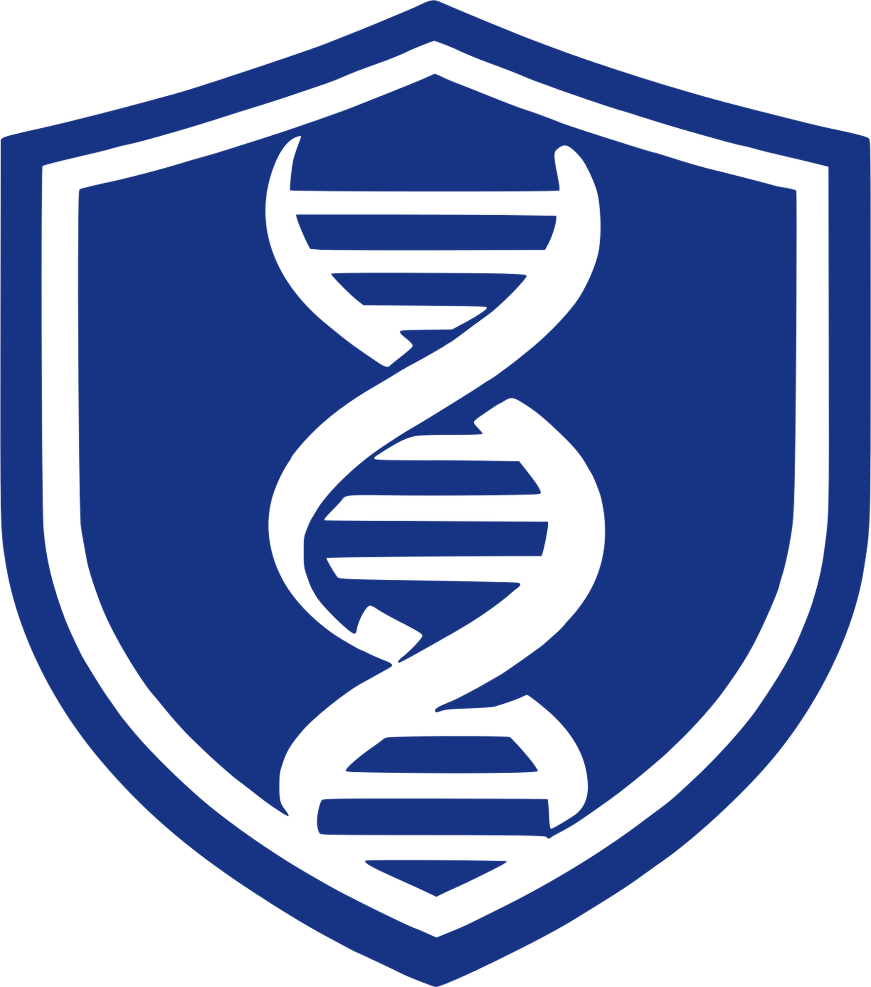 Flat blue shield on light
